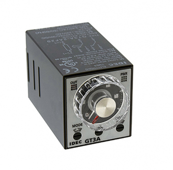 Idec GT3A-2AD24 реле часу, 24 V AC/DC, ON-delay, Interval, Cycle (OFF first), Cycle (ON first), 0.1s to 180h, Delayed SPDT + instantaneous SPDT 