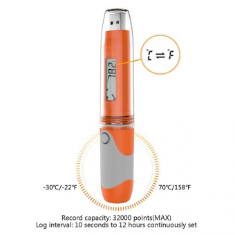 Elitech RC-51H реєстратор температури та вологості, -30 до +70 °C, 10-95% RH, Multi-Use, PDF, USB, LCD, IP65