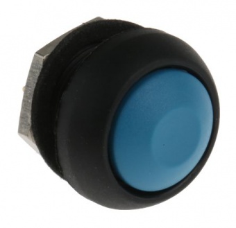 Apem ISP3SAD100 кнопка, Ø 12 mm, Momentary (NO), Threaded bushing, blue actuator, 400 mA 32 VAC - 100 mA 48 VDC, IP67
