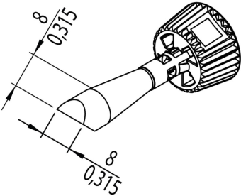 Kurtz Ersa 0142CDLF80A/SB паяльне жало, chisel-shaped, asymmetric, 8,0 mm