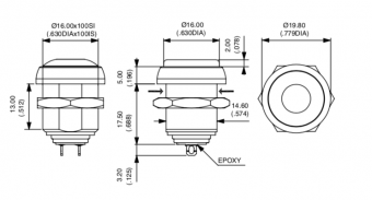 Apem IRR1S462 кнопка, Ø 16 mm, Latching (OFF-ON), red actuator, 100 mA 24 VDC, IP67