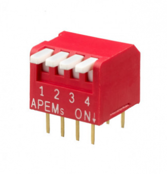 Apem серія DIP перемикачів NDP SERIES, -20 °C to +70 °C, 100 mA 50 VDC, 2 to 12 Way, tape seal, RoHS compliance