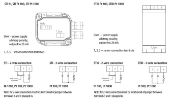 Sensit STI Ni перетворювач температури з виходом 4-20 мА, -30 °C to 250 °C, Ni 1000/6180