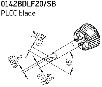 Kurtz Ersa 0142BDLF20/SB паяльне жало, PLCC blade, 2.0 mm
