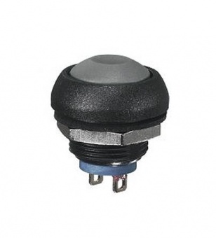 Apem ISR3SADA00 кнопка, Ø 12 mm, Momentary (NO), Threaded bushing, satin chrome actuator, 400 mA 32 VAC - 100 mA 48 VDC, IP67