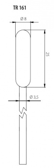 Sensit TR 161-25 датчик температури з кабелем, Ø 8 мм х 25 мм, TC K, -40 °C до +80 °C, IP 67, 2 м