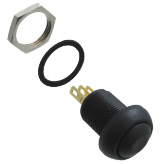 Apem IMR7Z422 кнопка, Ø 12 mm, black actuator, Momentary, NC+NO, 3 A 28 VDC, IP67, Harsh / Noisy environments