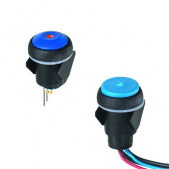 Apem серія кнопок IQ SERIES, Ø 16 mm, Latching, OFF-ON, Snap-in, Illuminated / Non-illuminated, 100 mA 24 VDC - 3 A 48 VDC, IP54