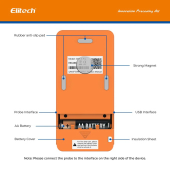 Elitech GSP-6Pro-GLE реєстратор температури та гликолем, -40 до +85 °C, Multi-Use, Bluetooth, USB-C, LCD