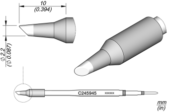 JBC C245945 паяльне жало, bevel, Ø 2,2 mm