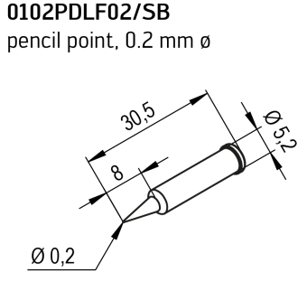 Kurtz Ersa 0102PDLF02/SB паяльне жало, pencil point, Ø 0.2 mm