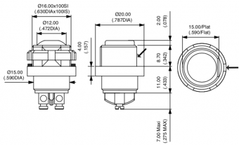 Apem IZPR3V262 кнопка, Ø 16 mm, Momentary (NO), red actuator, 4 A 48 VDC, IP67