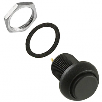Apem IMP7Z422 кнопка, Ø 12 mm, black actuator, Momentary, NC+NO, 3 A 28 VDC, IP67, Harsh / Noisy environments
