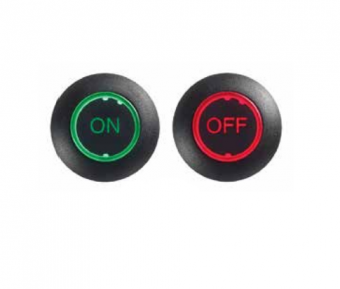Apem FDAP1F1482F14 кнопка, Ø 24 mm, Latching OFF - ON, illuminated, 200 mA, 12 VDC, ON (green) / OFF (red) symbols, IP69K
