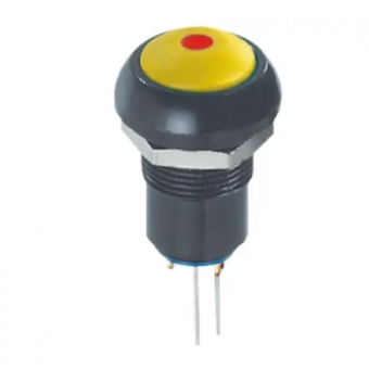 Apem IPR1SAD5L0S кнопка, Ø 12 mm, Latching OFF - ON, yellow actuator, red led, IP67