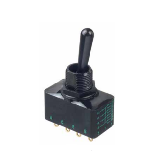 Apem 12169X778 тумблер, Ø 11.9 mm, 4 pole, ON-OFF-ON, 2 A 250 VAC- 4 A 28 VDC, IP67