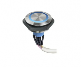 Apem AV51022000074BK антивандальна кнопка, Ø 30, NC/NO, momentary, blue led, 1 A 30 VDC, IP67, IK06