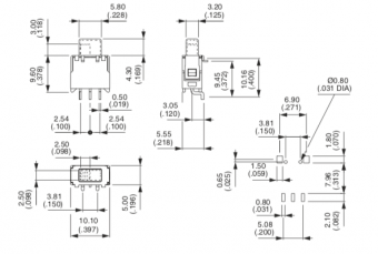 Apem TG36WS80065 повзунковий перемикач, 0,4 VA 20 VAC/VDC, ON-ON, washable