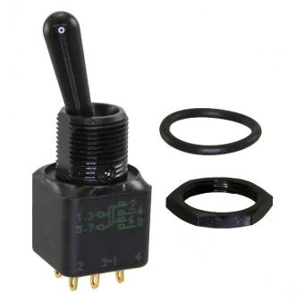 Apem 12147X778 тумблер, MIL-STD, Ø 11.9 mm, 2 pole, MOM-OFF-MOM, 2 A 250 VAC- 4 A 28 VDC, IP67