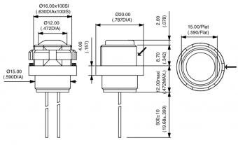 Apem IZPR3F462 кнопка, Ø 16 mm, Momentary (NO), red actuator, 200 mA 48 VDC, IP67
