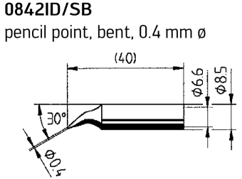 Kurtz Ersa 0842ID/SB паяльне жало, pencil point, bent, Ø 0.4 mm