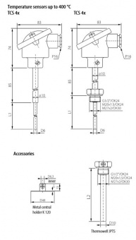 Sensit TCS 4K термопара з комутаційною головкою, Type K, Ø6 мм, -50 до +400°C, IP54