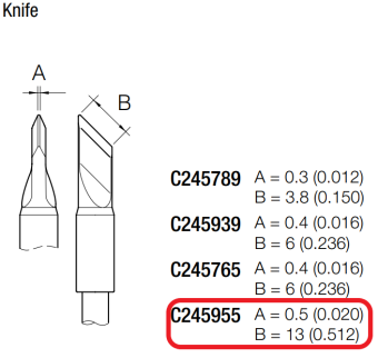 JBC C245955 паяльне жало, knife, 13 x 0,5 mm