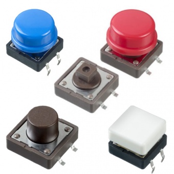 Apem серія тактових кнопок на друковану плату PHAP5-50 Series, 12 x 12 mm, NO, 50 mA 12 VDC