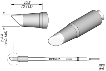 JBC C245951 паяльне жало, bevel, Ø 3.8 mm, HT