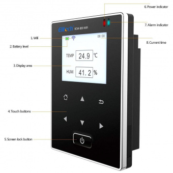 Elitech RCW-800 WiFi Black реєстратор температури та вологості, -40 до +80 °C, Multi-Use, Wi-Fi, LCD, IP64