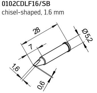 Kurtz Ersa 0102CDLF16/SB паяльне жало, chisel-shaped, 1,6 mm