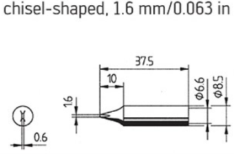 Kurtz Ersa 0842YD/SB паяльне жало, chisel-shaped, 1,6 mm