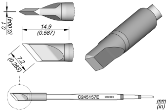 JBC C245157E паяльне жало, knife, 7,2 x 0,1 mm, EL