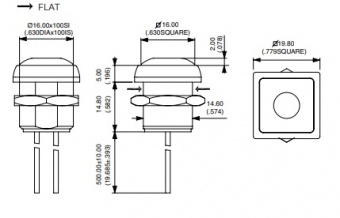 Apem IRC3F422 кнопка, Ø 16 mm, Momentary (NO), black actuator, 200 mA 48 VDC, IP67