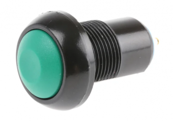 Apem IPR1SAD3 кнопка, Ø 12 mm, Latching OFF - ON, green actuator, IP67