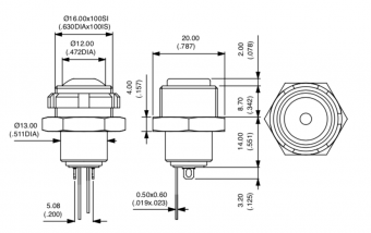 Apem IZNR1Z48N кнопка, Ø 16 mm, Latching (OFF-ON), bright chrome actuator, 100 mA 48 VDC, IP67