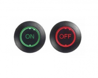 Apem FDBP3C1282F24 кнопка, Ø 26 mm, Snap-in, Momentary (NO), illuminated, 4 A, 12 VDC, ON (green) / OFF (red) symbols