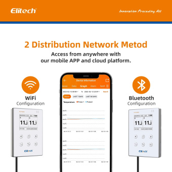 Elitech RCW-800 WiFi TDE двоканальний реєстратор температури, -40 до +80 °C, Multi-Use, Wi-Fi, LCD, IP64