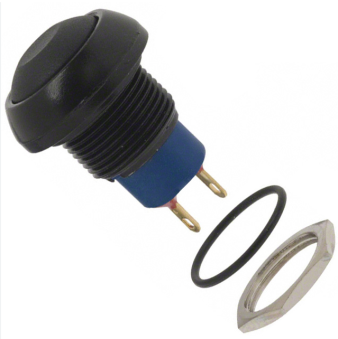 Apem IPR3SAD2 кнопка, Ø 12 mm, Momentary, NO, 5A 28VDC, black, IP67, harsh environments