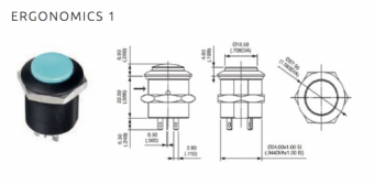 Apem FPAR1B1432X0X кнопка, Ø 24 mm, Latching (OFF-ON), 200 mA, 12VDC, IP69K