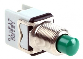 Apem 1212C3 кнопка, Ø 12 mm, momentary, NC, 2 A 250 VAC/24 VDC, green color