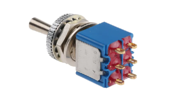 Apem 106492103 тумблер, Double Pole, 3 A 24 VDC, ON-OFF-ON