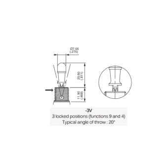 Apem 12144-3VX778 тумблер, MIL-STD, Ø 11.9 mm, 2 pole, ON-ON-ON, 2 A 250 VAC- 4 A 28 VDC, 3 locked positions, IP67