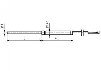 Sensit TC 093.0P-TCK термопара з кабелем Type K, довжина 1500 мм х Ø3,0 мм, 1100 °C, кабель 1 метр, IP67