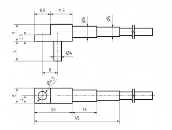 Sensit серія контактних датчиків температури TG 85, під прямим кутом, нержавіюча сталь, Pt, Ni, TC, PTC, KTY, -50 до +350 °C, 1м