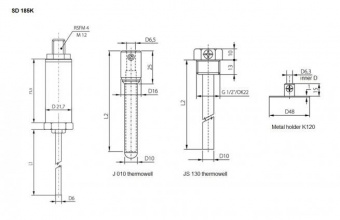 Sensit SD185 датчик температури, -40 до +125 °C, 1-Wire / DS18B20, IP 67