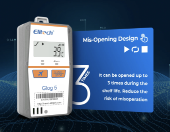 Elitech Elitech Glog 5 одноразовий IoT реєстратор температури для холодового ланцюга та логістики -30 до +70 °C, Single-Use, PDF, LCD, IP65