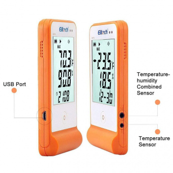 Elitech GSP-6 реєстратор температури та вологості, 2ch, -40 до +85 °C, Multi-Use, PDF, USB, LCD