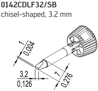 Kurtz Ersa 0142CDLF32/SB паяльне жало, chisel-shaped, 3,2 mm