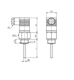 Датчик температури з виходом 4-20 мА Sensit TR 521V з роз'ємом DIN 4365  –50 to +150 °C
